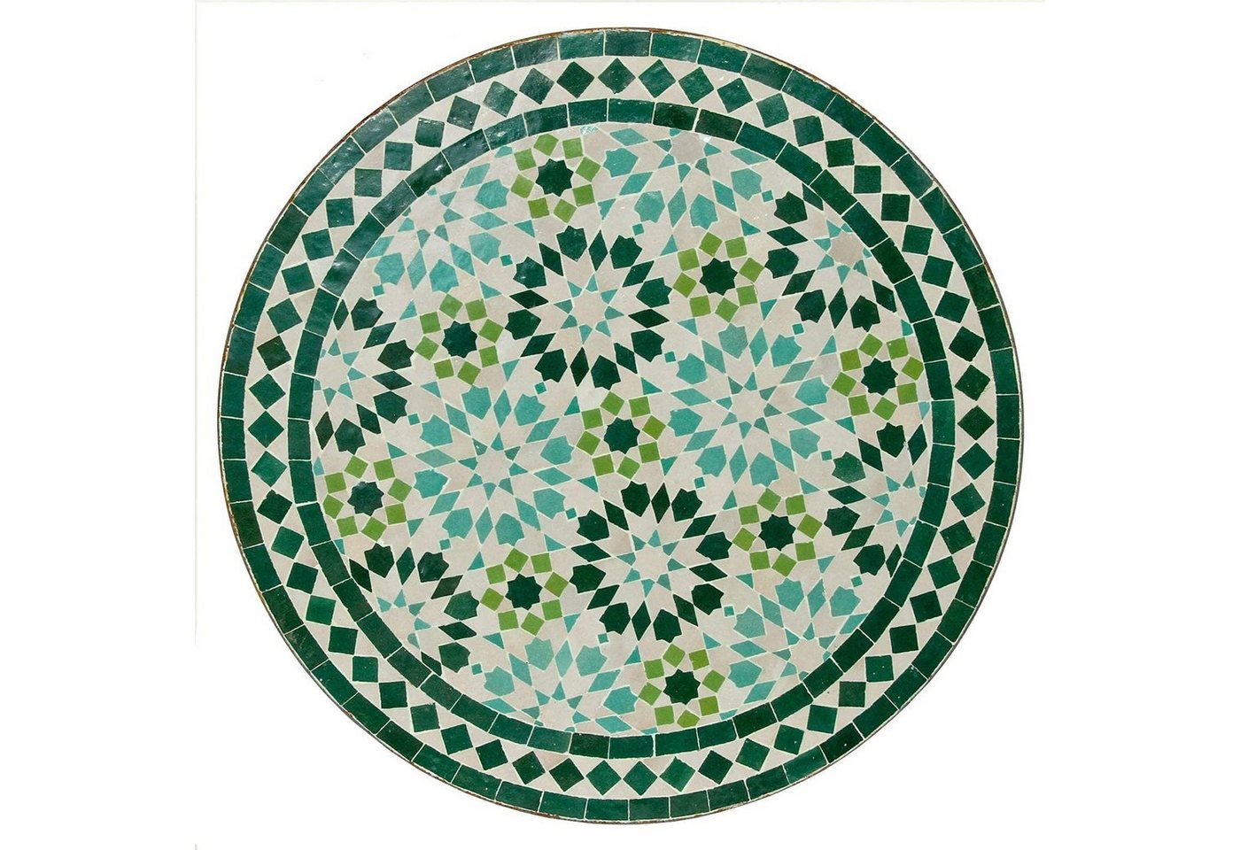 Casa Moro Gartentisch Mediterraner Gartentisch marokkanischer Mosaiktisch M60-45 türkis Ø 60cm rund mit Gestell H 73 cm Kunsthandwerk aus Marrakesch Dekorativer Bistrotisch Beistelltisch Balkontisch, MT2077, Handmade von Casa Moro