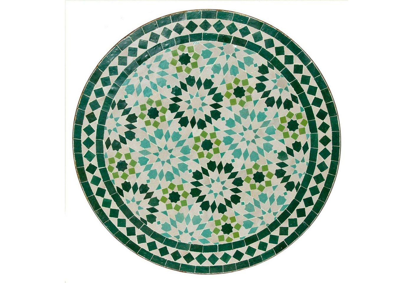 Casa Moro Gartentisch Mediterraner Gartentisch marokkanischer Mosaiktisch türkis Ø 60cm (rund mit Gestell H 73 cm Kunsthandwerk aus Marrakesch Dekorativer Bistrotisch Beistelltisch Balkontisch, MT2077), Handmade von Casa Moro