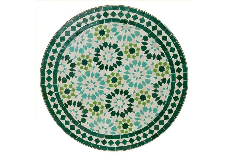 Casa Moro Gartentisch Mediterraner Gartentisch marokkanischer Mosaiktisch türkis Ø 60cm (rund mit Gestell H 73 cm Kunsthandwerk aus Marrakesch Dekorativer Bistrotisch Beistelltisch Balkontisch, MT2077), Handmade von Casa Moro