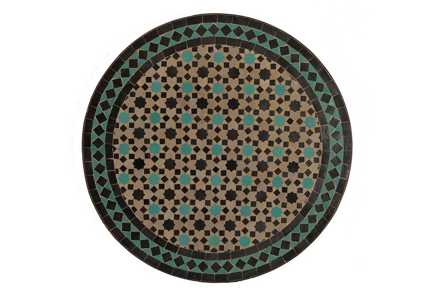Casa Moro Gartentisch Mediterraner Mosaiktisch M60-42 Ø 60cm rund Türkis Stern mit Gestell (Höhe 75 cm, Handgefertigt, Bistrotisch Mosaik Tisch), Gartentisch Balkontisch Kunsthandwerk aus Marokko MT2124 von Casa Moro