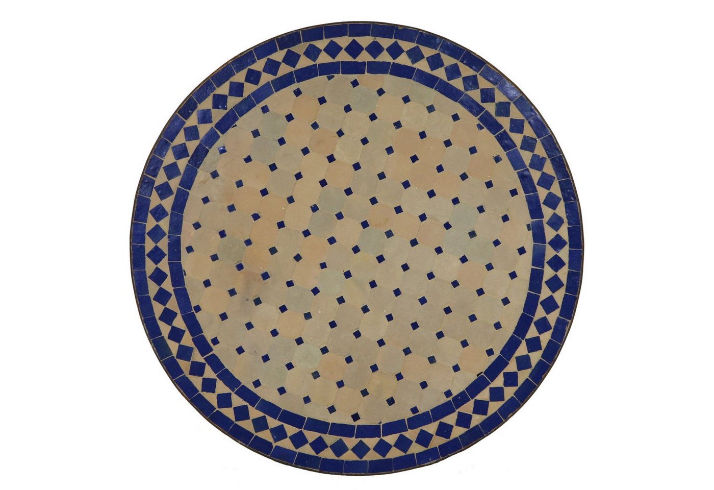 Casa Moro Gartentisch Mediterraner Mosaiktisch Ø 70 cm rund blau Terrakotta mit Gestell H 73 cm, Kunsthandwerk aus Marokko, Dekorativer Tisch Balkontisch Beistelltisch, MT2084, Handmade von Casa Moro