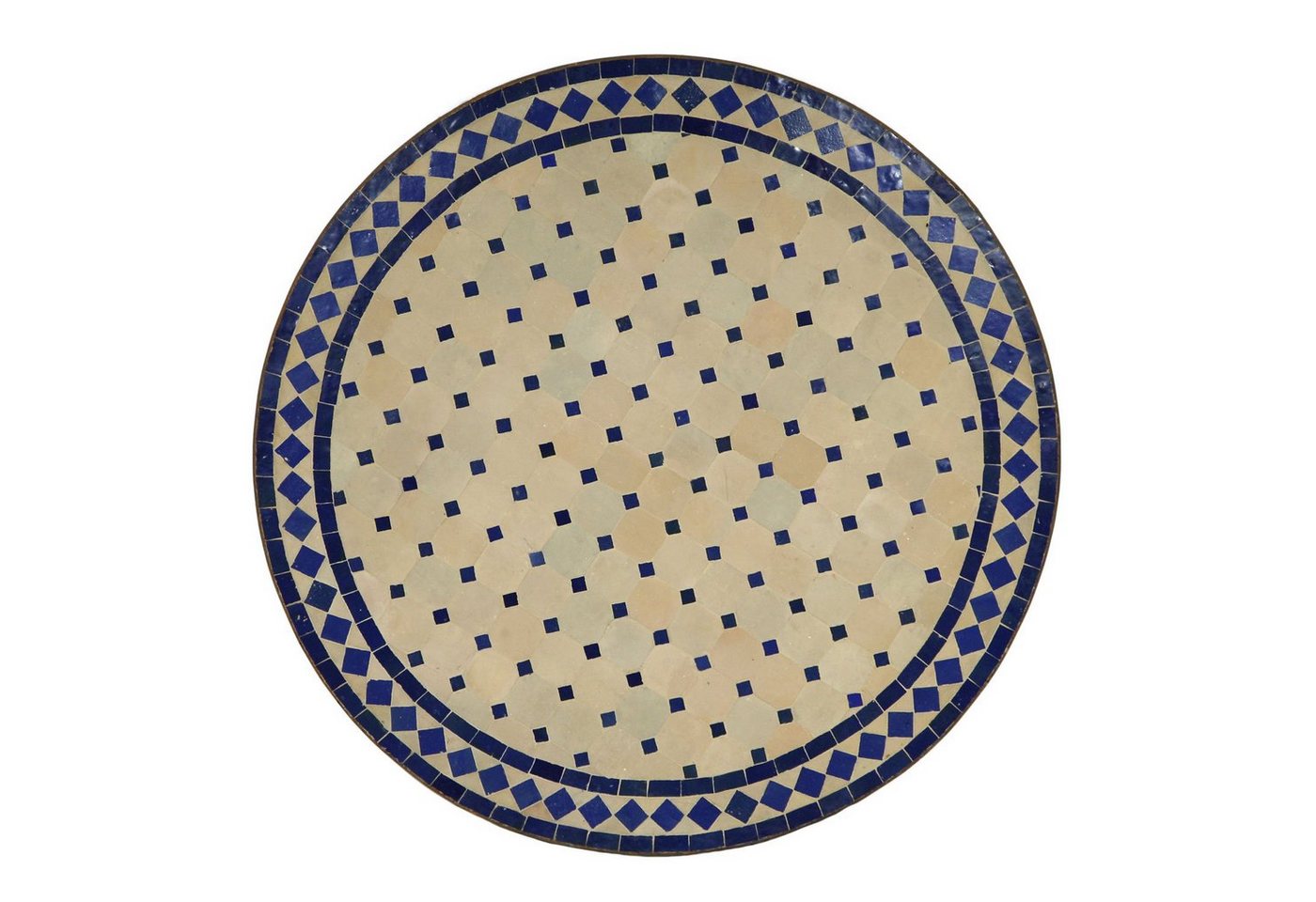 Casa Moro Gartentisch Mediterraner Mosaiktisch Ø 80 cm Blau Terrakotta mit Gestell H 75 cm (Kunsthandwerk aus Marrakesch), Dekorativer Balkontisch Bistrotisch Beistelltisch, MT2093 von Casa Moro