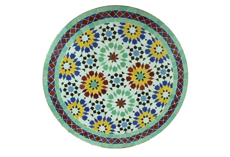 Casa Moro Gartentisch Mosaik Bistrotisch Rund 70 cm Türkis Bunt Mosaiktisch (Esstisch Balkontisch Beistelltisch Terrassentisch), Kunsthandwerk aus Marokko von Casa Moro