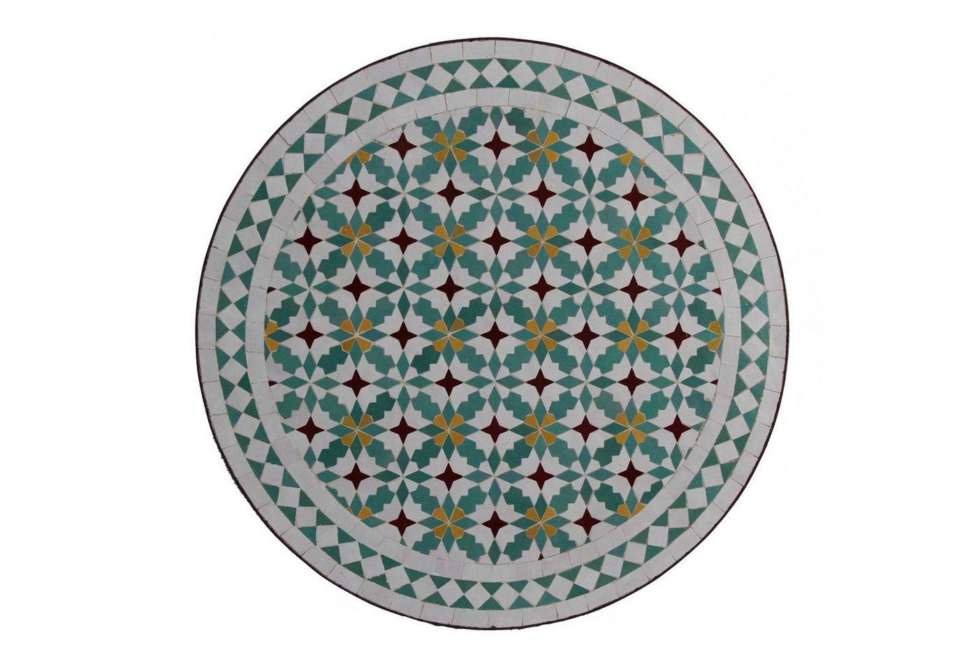 Casa Moro Gartentisch Mosaiktisch 60cm rund aus Marokko Mosaik Beistelltisch (Couchtisch Balkontisch Sofatisch), Kunsthandwerk aus Marokko von Casa Moro