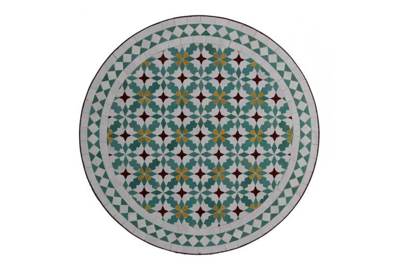 Casa Moro Gartentisch Mosaiktisch 60cm rund aus Marokko Mosaik Beistelltisch (Couchtisch Balkontisch Sofatisch), Kunsthandwerk aus Marokko von Casa Moro