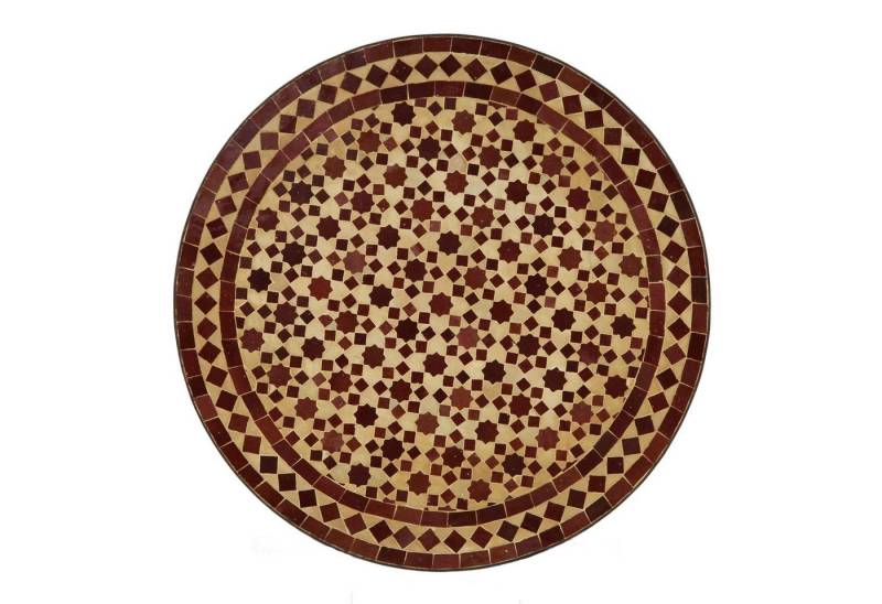 Casa Moro Gartentisch Orientalischer Gartentisch marokkanischer Mosaiktisch M60-26 Ø 60 cm rund Bordeaux terrakotta Kunsthandwerk aus Marrakesch Dekorativer Bistrotisch Beistelltisch, MT2039, Handmade von Casa Moro