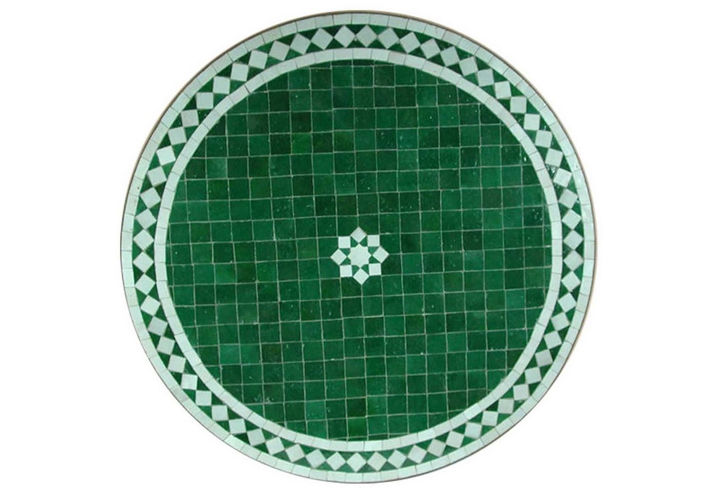 Casa Moro Gartentisch Orientalischer Gartentisch marokkanischer Mosaiktisch Ø 60 cm (mit Gestell, grün-weiß glasiert), Kunsthandwerk aus Marrakesch, Handmade Beistelltisch, MT2051 von Casa Moro