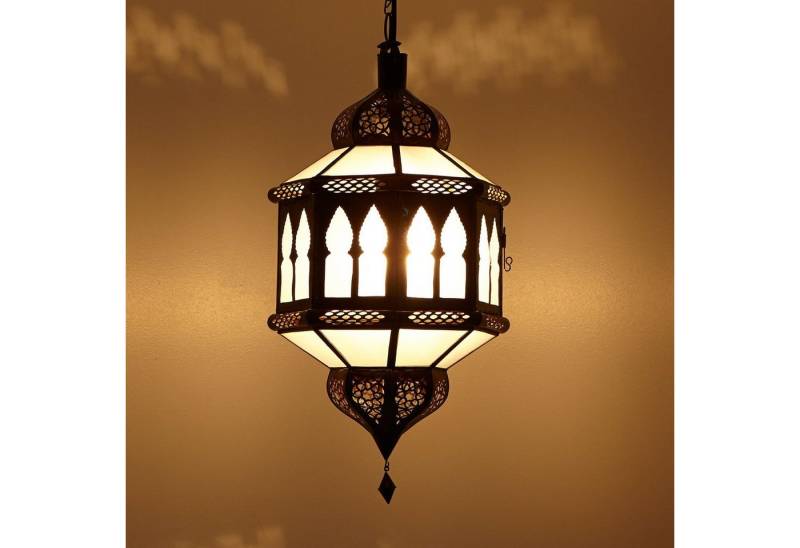 Casa Moro Hängeleuchte Marokkanische Lampe Trombia Biban Milch-Weiß H 50 cm, ohne Leuchtmittel, Prachtvolle Ramadan Pendelleuchte L1358 von Casa Moro