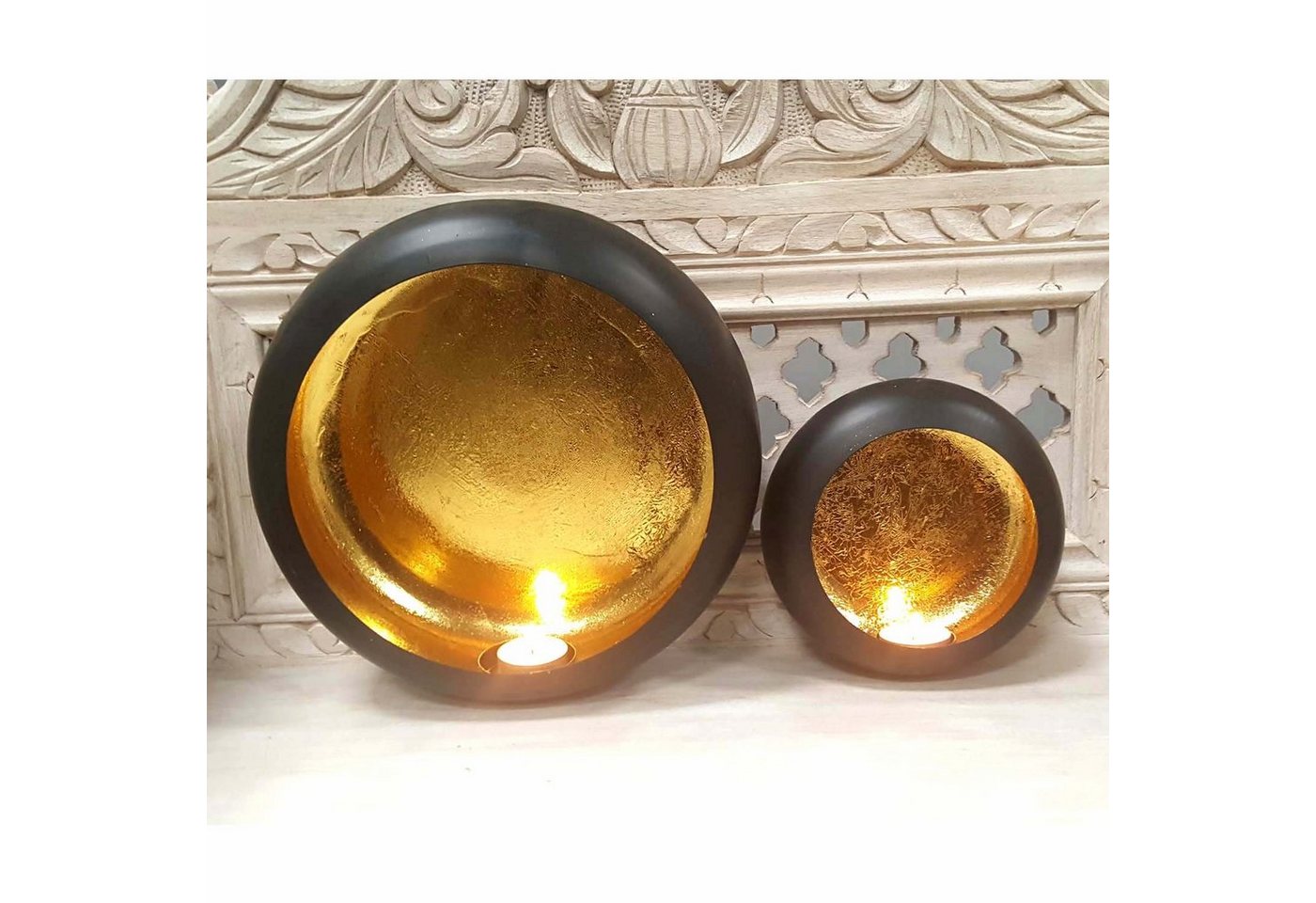 Casa Moro Hängewindlicht Orientalische Wand Windlichter (Kerzenleuchter Hängewindlicht Teelichthalter WLC1680, 2 St., 2er Set Dinesh innen Gold außen Schwarz), Geschenk Deko Idee Muttertag Ostern WLC1680 von Casa Moro