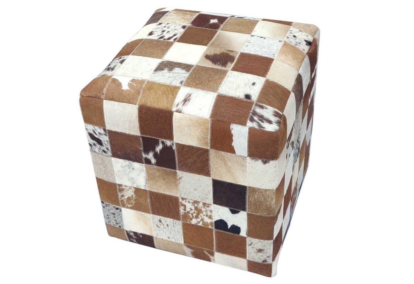 Casa Moro Hocker Patchwork Fell Hocker Jaspal 45x45x48 (B/T/H) aus Ziegenfell & Holz (Boho Chic Polsterhocker, Sitzhocker quadratisch Geschenkidee), Handmade HH5607 von Casa Moro