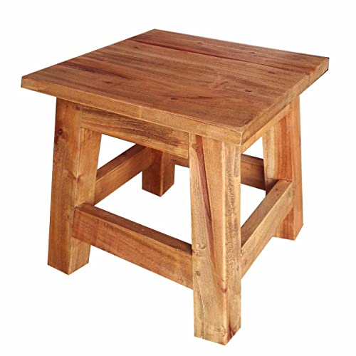 Casa Moro Hocker Aurora 26x26x26cm aus recyceltem Teakholz handgefertigt rustikal Sitzhocker, Vintage Fußhocker, Blumenhocker Tritthocker NUA033 von Casa Moro
