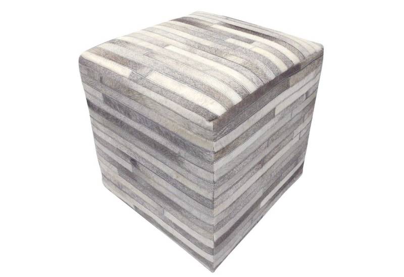 Casa Moro Polsterhocker Patchwork Fell-Hocker Liem 45x45x48 cm (B/T/H) aus echtem Fell & Holz (Sitzhocker quadratisch echt Ledersitzkissen Pouf modern), Handmade, Polsterhocker für einfach schöner Wohnen HH5606 von Casa Moro