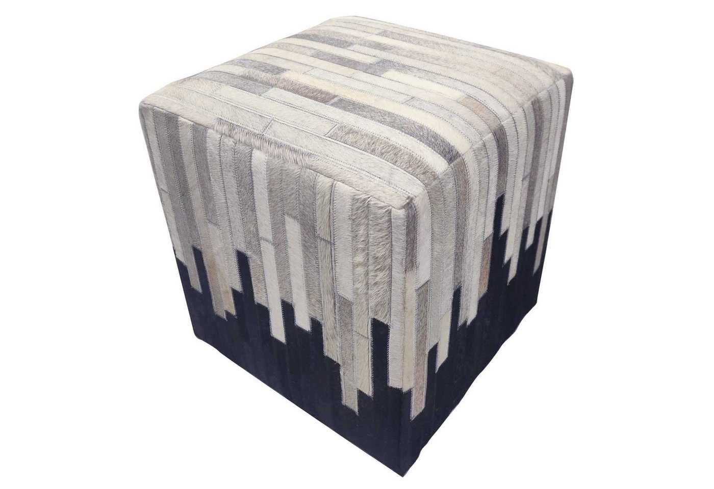 Casa Moro Hocker Patchwork Fellhocker Sunil 45x45x48 cm (B/T/H) aus echtem Fell & Holz (Luxus Sitzhocker quadratisch Pouf, Handmade), Ein Polsterhocker für einfach schöner Wohnen, HH5605 von Casa Moro