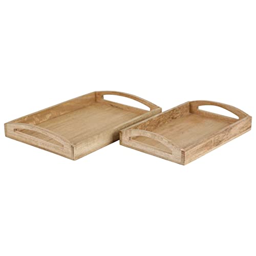 Casa Moro Holz-Tablett HTB2 2er Set rechteckig mit Griff | Boho Chic Serviertablett aus Massivholz Mango Dekotablett Servierplatte Betttablett Frühstückstablett von Casa Moro