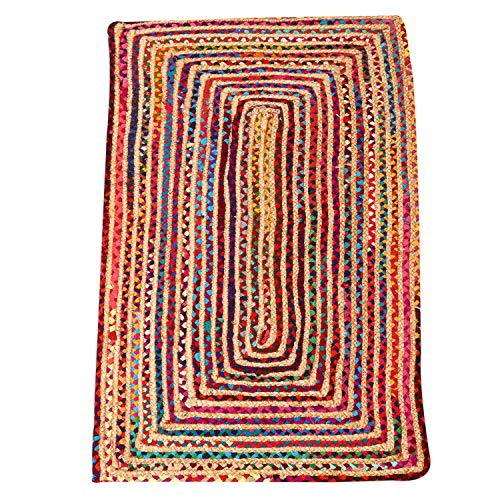 Casa Moro Jute Teppich Esha bunt 60x110 cm rechteckig | Teppich-Läufer im Boho-Chic aus Jute & Baumwolle handgeflochten & genäht | Wohn-Teppich Natur-Teppich | MA5506 von Casa Moro