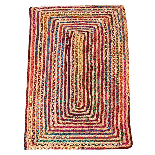 Casa Moro Jute Teppich Esha bunt 80 x 120 cm rechteckig | Teppich-Läufer im Boho-Chic aus Jute & Baumwolle handgeflochten & genäht | Wohn-Teppich Natur-Teppich | MA6003 von Casa Moro