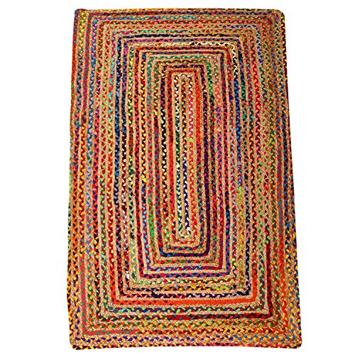 Casa Moro Jute Teppich Esha bunt 80 x 150 cm rechteckig | Teppich-Läufer im Boho-Chic aus Natur-Teppich aus Jute & Baumwolle handgeflochten & genäht | Wohn-Deko Wohn-Teppich | MA5610 von Casa Moro
