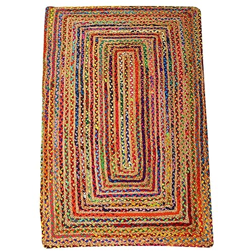 Casa Moro Jute Teppich Esha bunt 90 x 150 cm rechteckig | Teppich-Läufer im Boho-Chic aus Jute & Baumwolle handgeflochten & genäht | Wohn-Teppich Natur-Teppich | MA6004 von Casa Moro