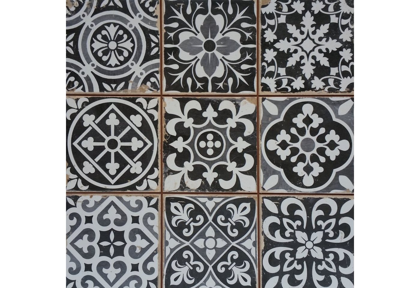 Casa Moro Keramik Bodenfliese Marokkanische Fliesen Rahel Schwarz Patchwork Retro-Fliesen, 33x33, Schwarz, für Wand & Boden, Vintage Keramikfliesen FL2111 von Casa Moro