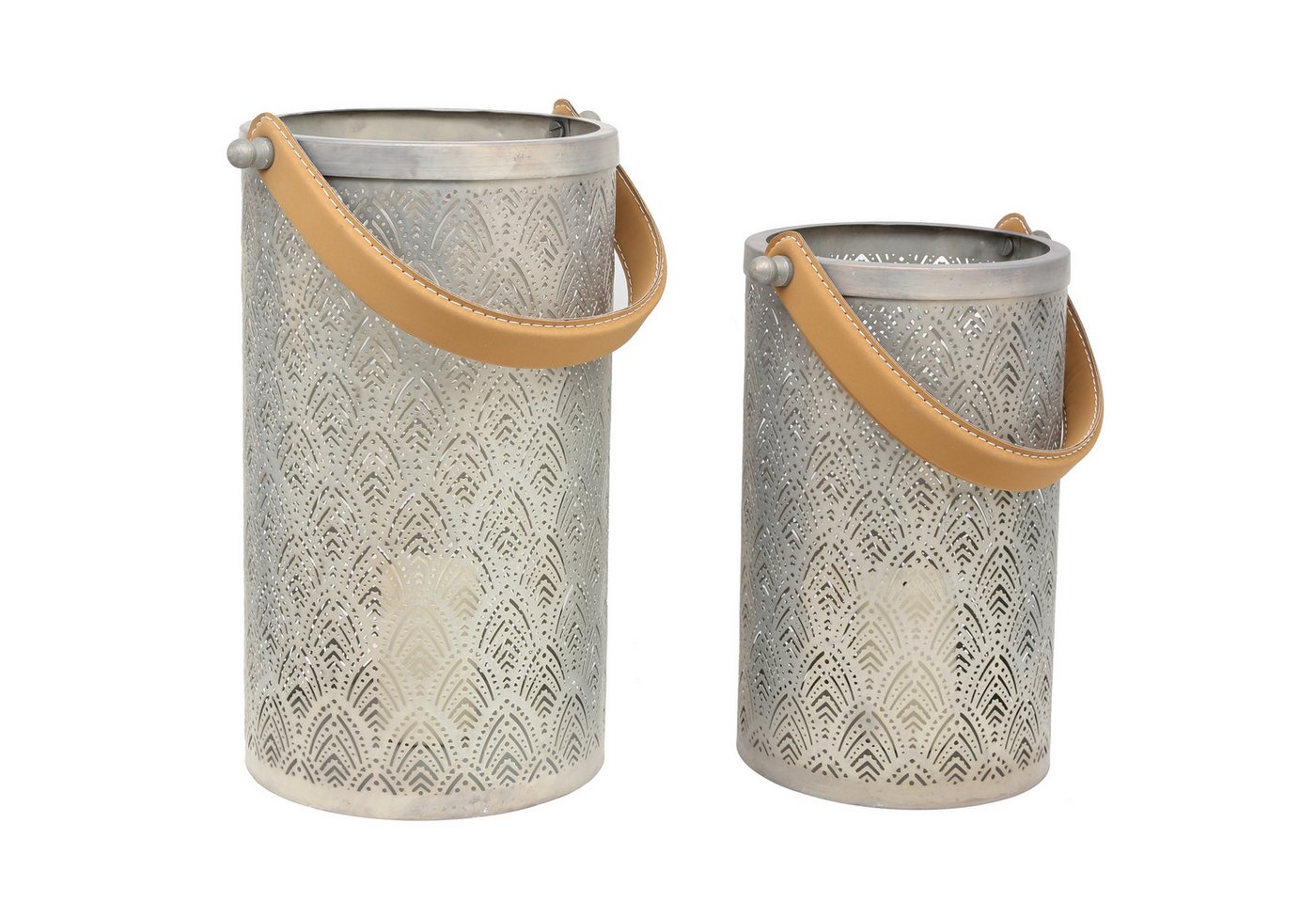 Casa Moro Kerzenlaterne Laterne 2er-Set Weihnachten Metall Silber Windlicht mit Henkel (einzigartige Wohn Deko Kerzenleuchter Industrial Look), Ostern Deko Muttertag Geschenk Idee Benno 71279-2 von Casa Moro