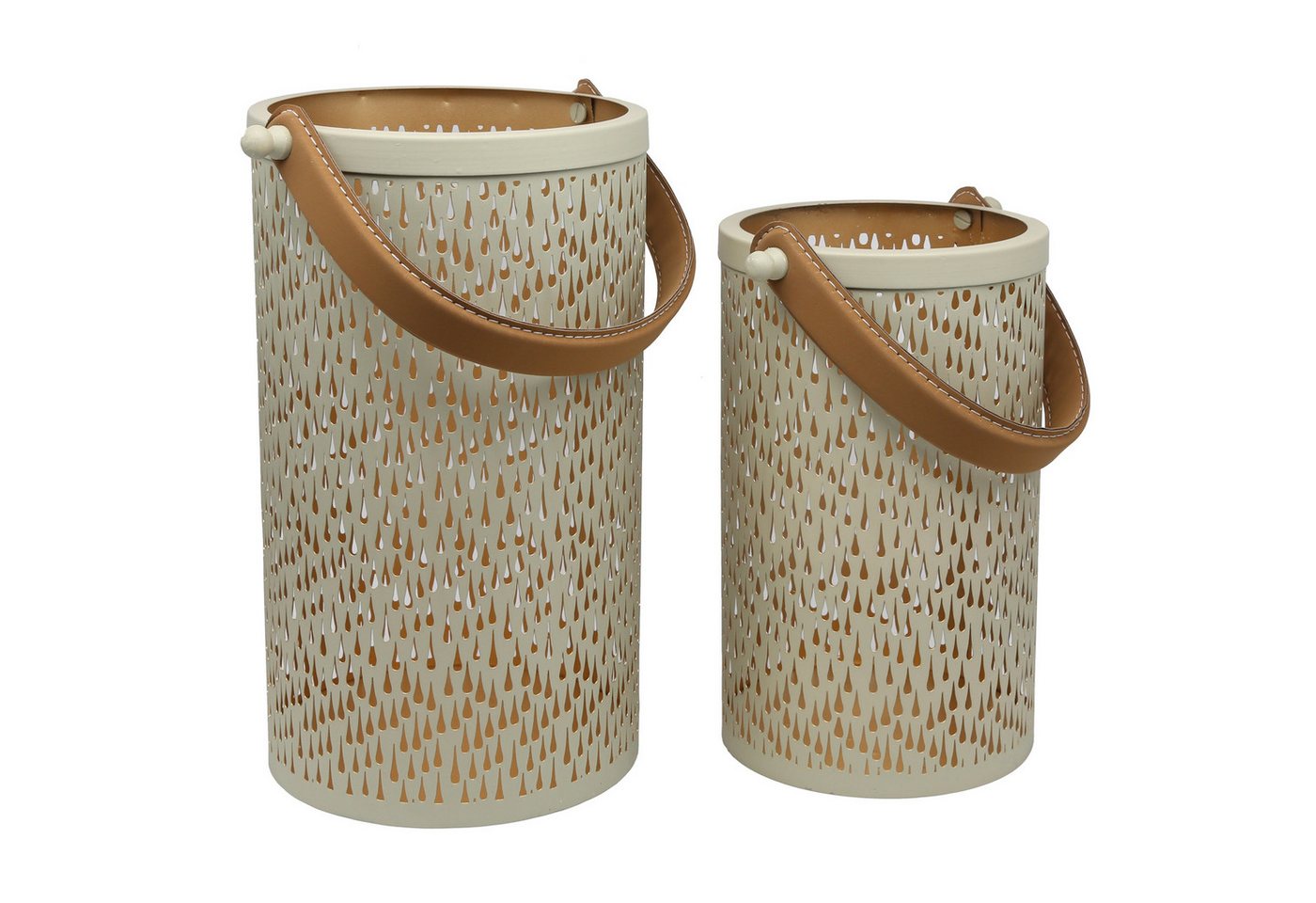 Casa Moro Kerzenlaterne Laterne 2er Set mit Henkel Creme Weiß Metall Windlicht (einzigartige Wohn Deko Vintage Industrial Look, Kerzenhalter 2er-Set), Geschenk-Idee Muttertag Ostern Nora 71286-2 von Casa Moro