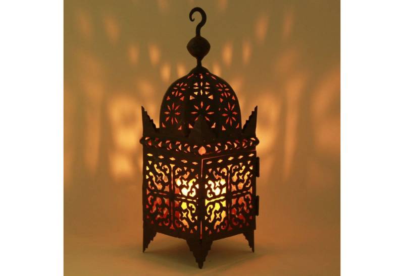 Casa Moro Kerzenlaterne Marokkanische Laterne aus Eisen Firyal H 50 cm Eisen Rost Finish (Garten Windlicht Tischlaterne, Orientalisches Gartenwindlicht), Für Innen und Außen, L1655 von Casa Moro