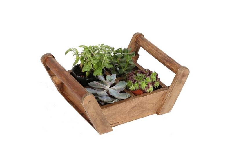 Casa Moro Kräuterbeet Pflanzenbox Adria Blumen Tablett Kräuterkasten mit Griff (Pflanzen Blumen Tablett für Balkon Terrasse Restaurant Café Deko), aus recyceltem Teak Holz gefertigt von Casa Moro