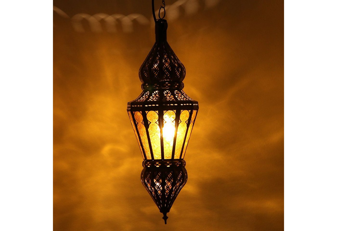 Casa Moro Deckenleuchte Marokkanische Deckenlampe Nura Gelb aus Metall & Reliefglas, ohne Leuchtmittel, Ramadan Leuchte wie aus 1001 Nacht L1216 von Casa Moro