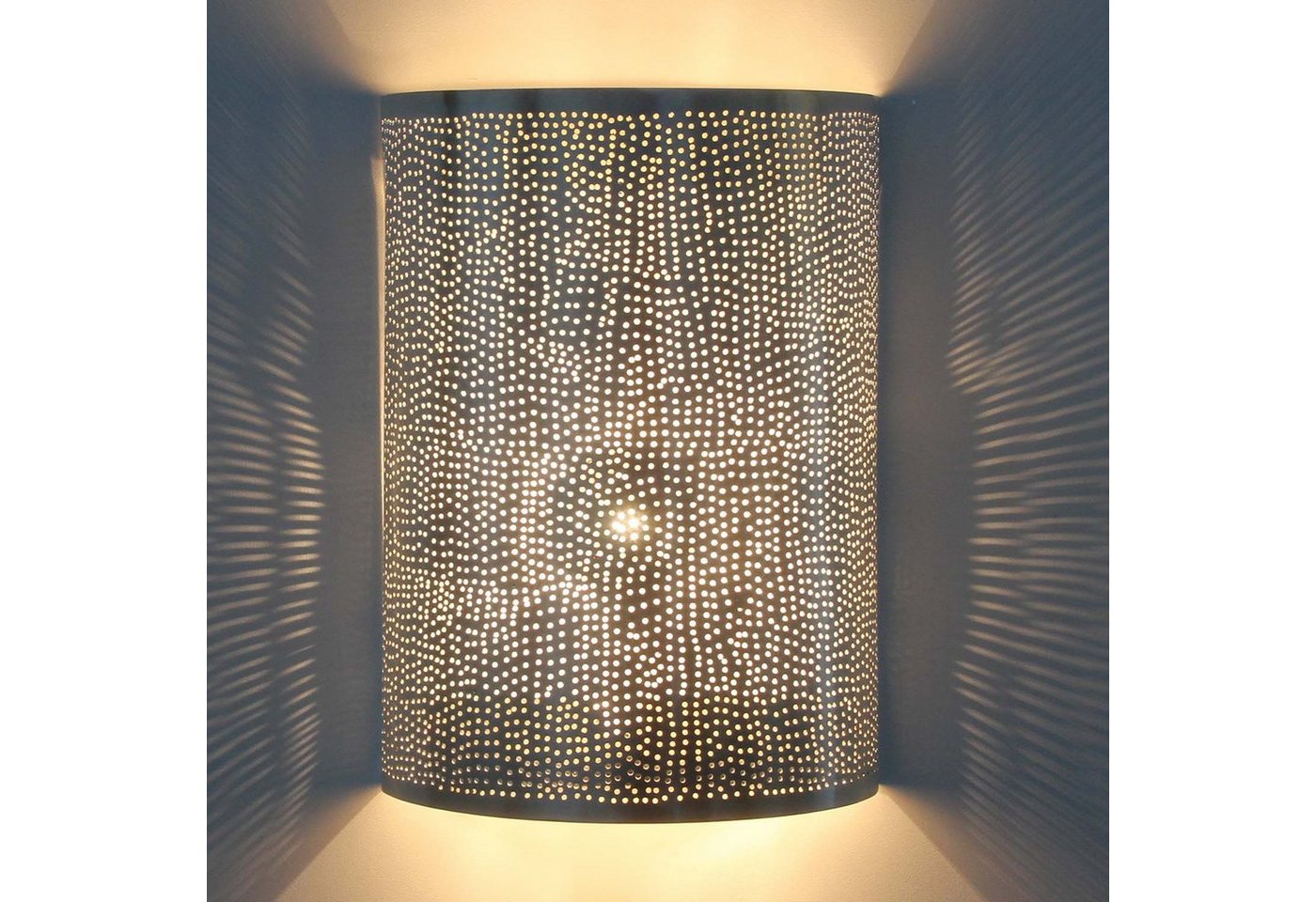 Casa Moro Lampenschirm Marokkanische Wandlampe Yakut H30 x B20 cm versilbertes Messing, handgefertigt, Schöne Wandbeleuchtung für tolle Lichteffekte, AWL1300 von Casa Moro