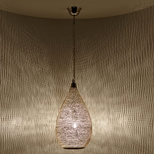 Casa Moro Marokkanische Lampe Naouma Sada D20 Silber | Messing-Lampe echt versilbert (ohne Leuchtmittel) orientalische Pendelleuchte wie aus 1001 Nacht | EL2185 von Casa Moro