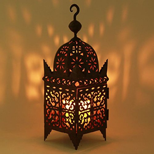 Casa Moro Marokkanische Laterne aus Eisen Firyal H 50 cm mit rost-Finish | Handmade Gartenwindlicht Tischlaterne | Prachtvolles Ramadan Windlicht Deko wie aus 1001 Nacht | L1655 von Casa Moro