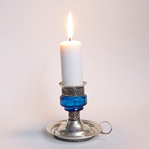 Casa Moro Marokkanischer Kerzenhalter Aladin Blau Silber aus Metall & Glas | Romantisches Kerzenlicht | Tisch Dekoration Feier | Kerzenleuchter aus Marrakesch | L1711 von Casa Moro