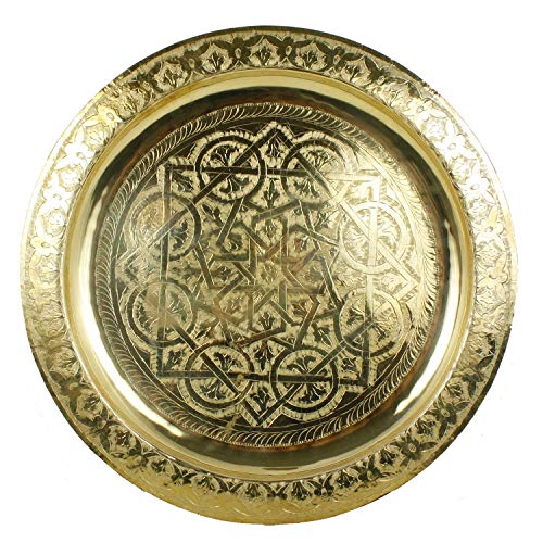 Casa Moro Marokkanisches Serviertablett rund Karam Ø 60 cm aus Messing | Orientalisches Teetablett in der Farbe Gold | Kunsthandwerk aus Marrakesch | Tablett für kreative Dekoration Ideen | TA6052 von Casa Moro