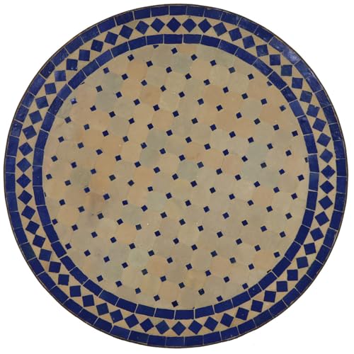 Casa Moro Mediterraner GARTENTISCH MOSAIKTISCH blau terrakotta Ø 100cm groß rund mit Gestell H 73cm Kunsthandwerk aus Marrakesch BALKONTISCH BISTROTISCH BEISTELLTISCH MT2111 von Casa Moro