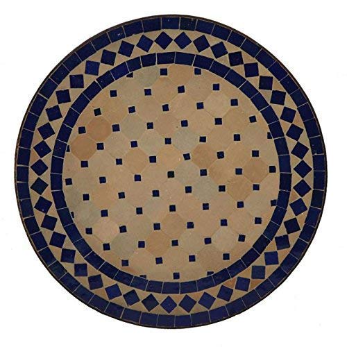 Casa Moro Mediterraner Gartentisch marokkanischer Mosaiktisch Ø 45 cm rund blau terrakotta mit Gestell H 55 cm Kunsthandwerk aus Marrakesch Bistrotisch Mosaik-Beistelltisch | MT2994 von Casa Moro