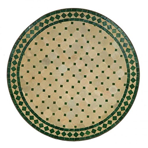 Casa Moro Mediterraner Gartentisch marokkanischer Mosaiktisch Ø 80cm rund grün terrakotta mit Gestell H 73 cm Kunsthandwerk aus Marrakesch Dekorativer Balkontisch Esstisch Bistrotisch | MT2091 von Casa Moro