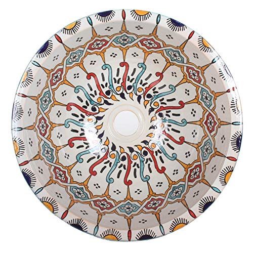 Casa Moro Mediterranes Keramik-Waschbecken Fes101 rund Ø 40 cm bunt H 18 cm Handmade Waschschale | Marokkanisches Handwaschbecken Aufsatzwaschbecken für Badezimmer Küche Gäste-Bad | WB40311 von Casa Moro