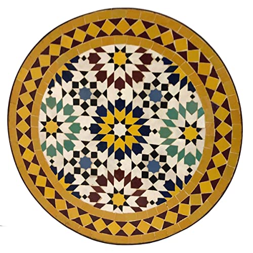 Casa Moro Mosaik-Beistelltisch Ø45cm Ankabut Gelb mit Eisen-Gestell Höhe 50 cm Kunsthandwerk aus Marrakesch Mediterraner Gartentisch Bistrotisch Balkontisch | MT2998 von Casa Moro