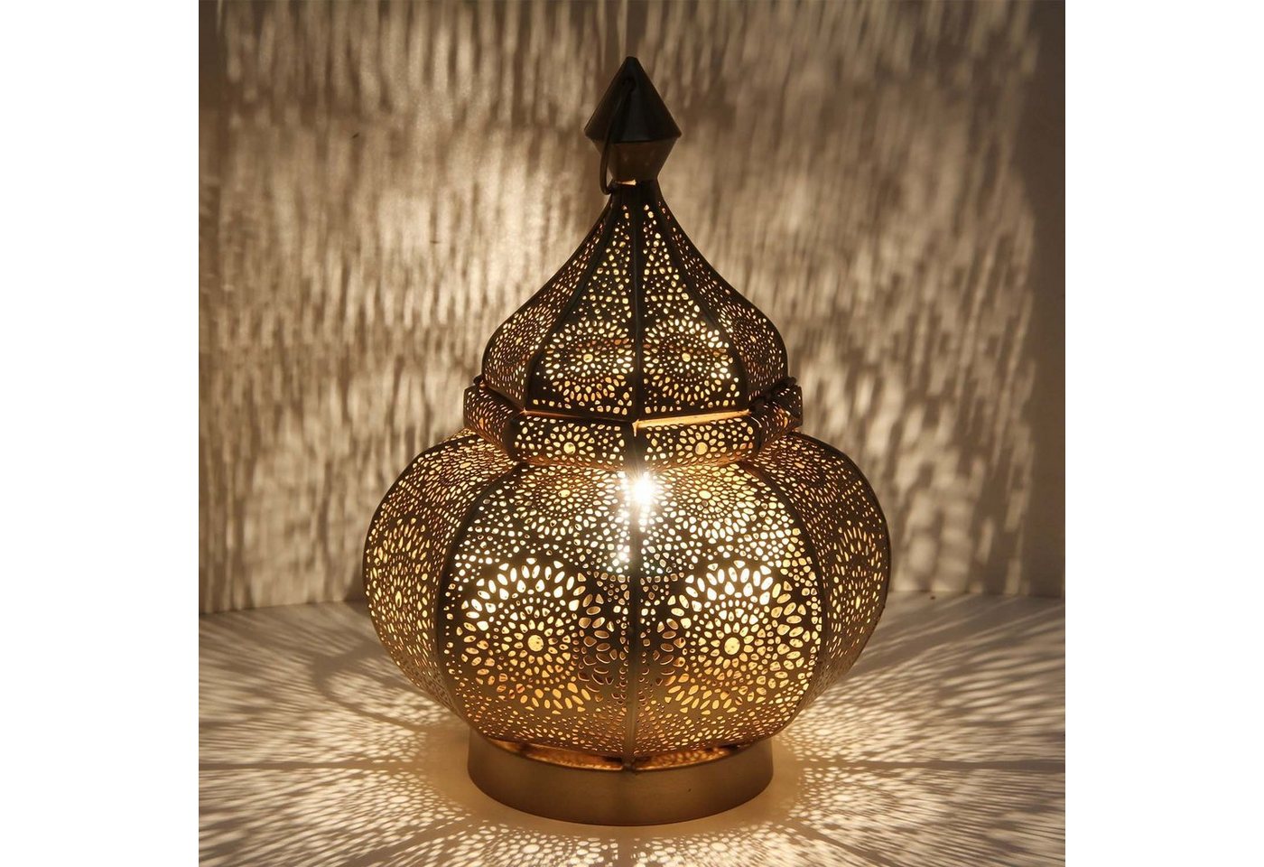 Casa Moro Nachttischlampe Orientalische Tischlampe Gohar in Antik-Gold Look LN2090, ohne Leuchtmittel, Bodenlampe, Nachttischlampe, Ramadan Lampe von Casa Moro