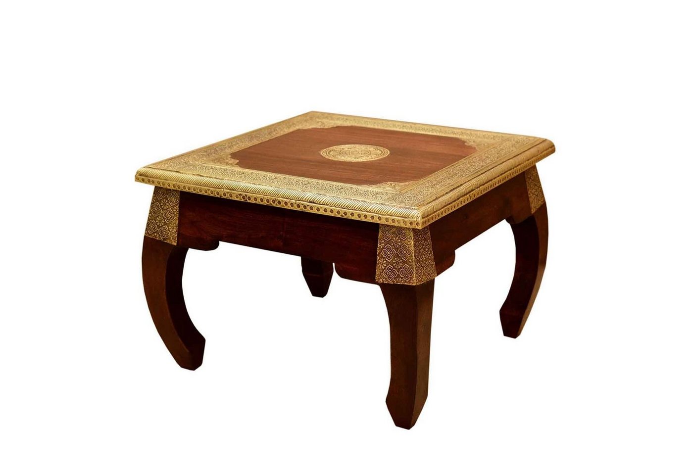 Casa Moro Opiumtisch Couchtisch Beistelltisch Opiumtisch 46x46 cm Massivholz Messing (1-St., Vintage Beistelltisch in Braun Gold), Kunsthandwerk Couchtisch Sofatisch Massivholz MA5200 von Casa Moro