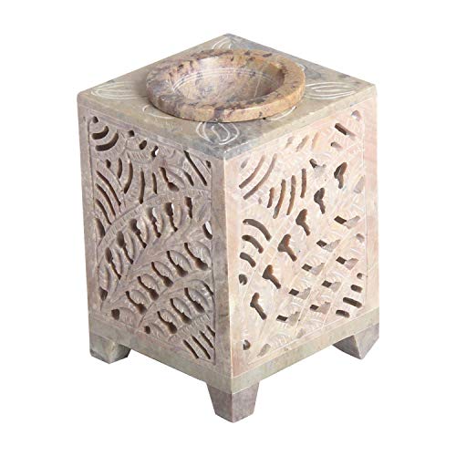 Casa Moro Orientalische Duftlampe Shiva-3 aus Soapstone geschnitzt 8x8x11 cm (B/T/H) ätherisches Öl Diffusor, Teelicht-Halter für Aromatherapie, Aromalampe | SL3090 von Casa Moro