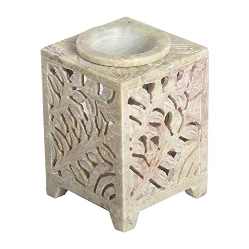 Casa Moro Orientalische Duftlampe Shiva-4 aus Soapstone handgeschnitzt 8x8x11 cm (B/T/H) ätherisches Öl Diffusor, Teelicht-Halter für Aromatherapie, Aromalampe | SL4000 von Casa Moro