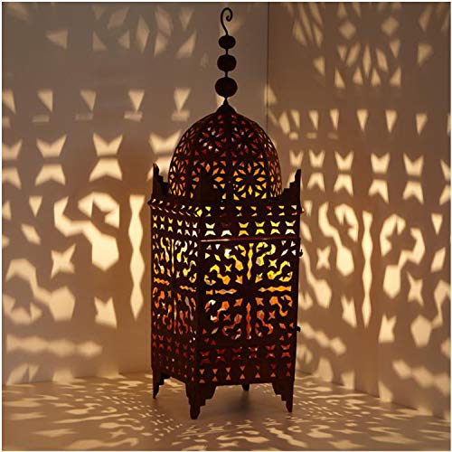 Casa Moro Orientalische Laterne marokkanische Eisenlaterne Firyal H-110 cm x breite 31 edelrost-braun für draußen & Innen | hängend & stehend | Ramadan Windlicht wie aus 1001 Nacht | L1651 von Casa Moro