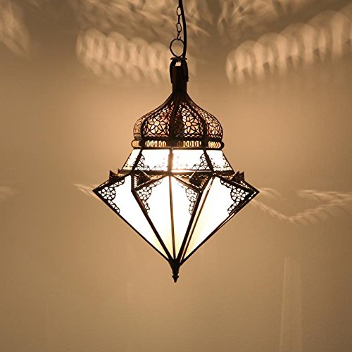 Casa Moro Orientalische Pendelleuchte marokkanische Lampe Jawhara Milchweiß | Kunsthandwerk aus Marrakesch wie aus 1001 Nacht | L1276 von Casa Moro