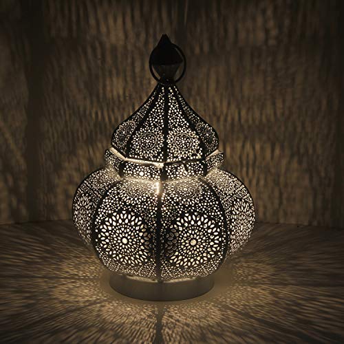 Casa Moro Orientalische Tischlampe Fahid Höhe 30 cm in weiss gold mit E14 Fassung | Nachttischlampe aus Metall wie aus 1001 Nacht | Schöne Weihnachtsbeleuchtung Dekoration | LN2080 von Casa Moro