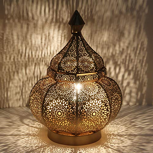 Casa Moro Orientalische Tischlampe Gohar Höhe 30 cm Bodenlampe in Antik-Gold Look E14 Fassung, Nachttischlampe aus Metall, Ramadan Eid Dekoration LN2090 von Casa Moro