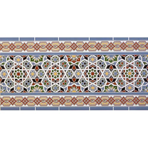 Casa Moro Orientalische Wand-Fliesen Bordüre Asni 50x25 cm bunt rechteckig | marokkanische Fliesenbordüre mit Mosaik Muster | FL50633B von Casa Moro