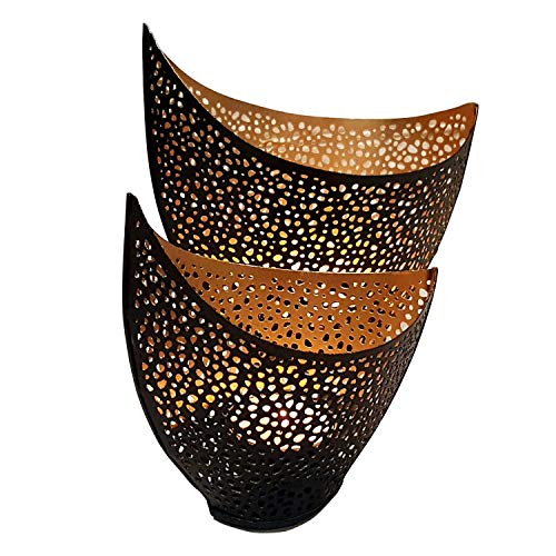 Casa Moro Orientalisches Windlicht 2er Set Kanja aus Metall innen Gold/außen schwarz | 2 Kerzenhalter in Hilal Form Mond-Sichel | Marokkanische Teelichthalter Ramadan Eid Tisch-Deko | WLS5047 von Casa Moro
