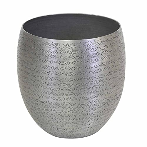 Casa Moro Orientalischer Blumentopf Toledo S 24x26 cm Silber rund aus Aluminium mit Hammerschlag Luxus Übertopf Boho Pflanzkübel ABK604 von Casa Moro