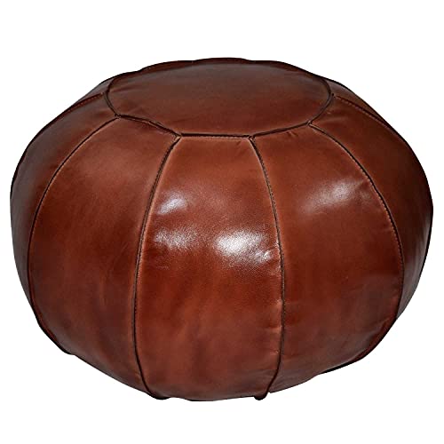 Casa Moro Orientalischer Echt-Leder Pouf Yuva Karamel mit Füllung Ø 52cm Höhe 36cm rund Polsterhocker Sitzpouf modern Fußhocker Sitzhocker Ledersitzkissen HH3314 von Casa Moro